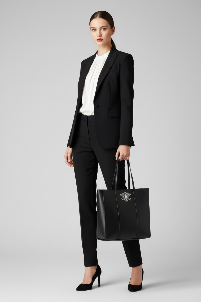 John Richmond Borsa Donna Nera Ecopelle Logo Shopping Bag 32x40x15 Originale